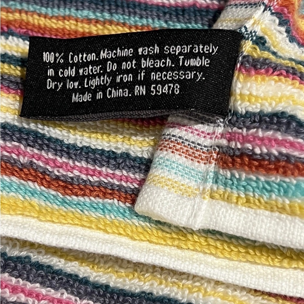 4 Rachel Zoe Soho Striped Rainbow 2 Bath 2 Hand Towels Set of 4 New - Picture 7 of 9